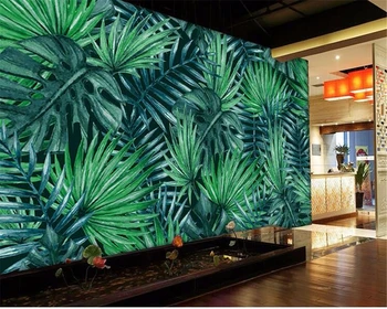 beibehang Kohandatud taustpildi isikupärastatud minimalistlik roheline lehestik maastiku seinamaaling teema restoran Lounge seina 3D foto tapeet
