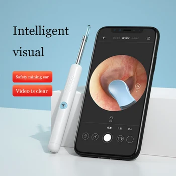 Intelligentne visuaalne kõrva kühvel, Multifunktsionaalne HD visuaalne kõrva korjamine kühvel must tehnoloogia helendav valgus endoscope kõrva korja