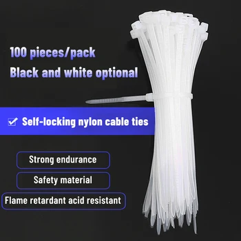 100tk Self-locking Plastikust Nylon Cable Tie 2.5*200MM Must Kaabel Pael Kinnitus Rõngas 2.5x100 Tööstus-Cable Tie Kaabel Lipsu Komplekt