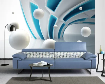 beibehang Kohandatud uus kaasaegne abstraktse arhitektuuri ruumi kolme-mõõtmeline palli 3d tausta tapeet papier peint