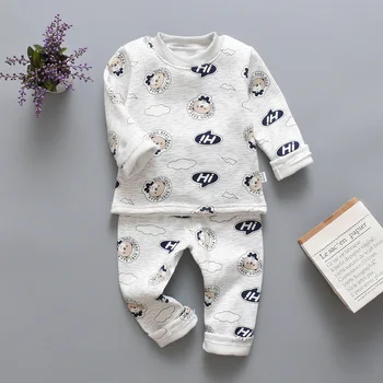 Beebi pidžaama komplekt beebi poiss, tüdruk, talve riided pidžaama komplekt lastele armas trükitud topid ja püksid paksenenud beebi riiete komplekt