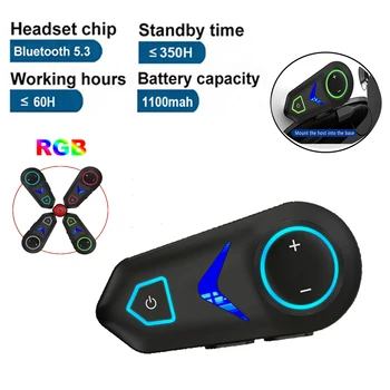 Koos RGB Kerge Bluetooth-5.3 Mootorratta Kiivri Peakomplekti Veekindel Kõrge Bass Traadita Kõrvaklappide-Vabad Kõne Moto Kõrvaklapid
