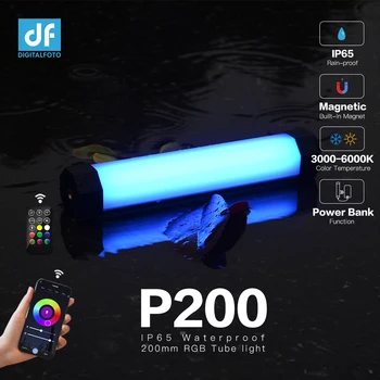 LUXCEO P200 LED Pihuarvutite RGB Tube Valgus,IP67, Veekindel Fotograafia Tuled ,3000-6000 Video Soft Light APP Kaugjuhtimispult