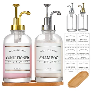Vannituba Šampoon seebidosaator Countertop Seepi klaaspudel Korduvtäidetavaid Dušš Keha Pesta ja Konditsioneer Mahuti