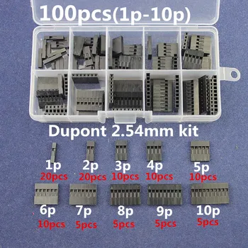 100pc Dupont komplektid Komplekt koos kasti 1P/2P/3P/4P/5P/6P/7P/8P/9P/ 10Pin Korpus Plastikust Kest Terminal Jumper Wire Pesa komplekt