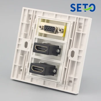 SeTo 86 Tüüp Topelt Ports HDMI + VGA Liides Paneel Seina Plaat Pesa Keystone Plaanseib