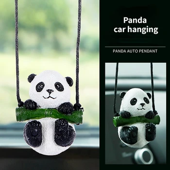 Panda Auto Rearview Mirror Ripats Swing Cat Ripats Kaelapaela Kinnitamine Isiksuse Auto Rippus Ornament Auto Tarvikud Naljakas Auto Decor