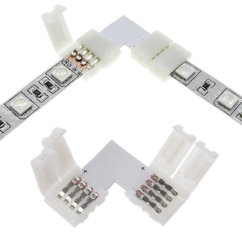 4 Pin LED-Liides L Kuju Nurgas Kiire Splitter Õige Nurga all 10mm 5050 RGB LED Dropship