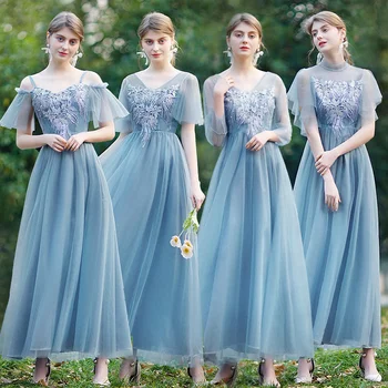 Pruut Aadressid 2022 Uus Naiste Õed Riided Kooris Riided Bankett Star Blue Õhtul Kleit Pulm kleit