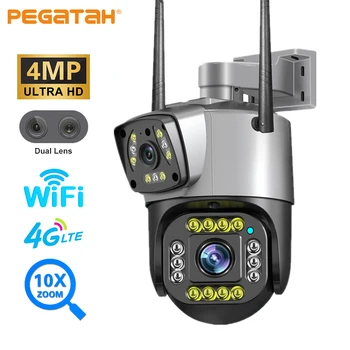 4MP Wifi 4G PTZ Kaamera HD Dual Objektiiv, 10X Zoom Väljas Turvalisus IP Kaamera AI Inimeste Avastada Öise Nägemise Järelevalve CCTV Kaamerad