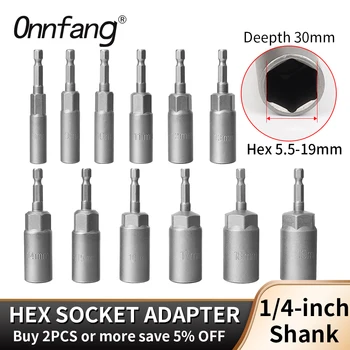 Pikkus Süvendada Hexagon Socket Juhi Drill Bit 5.5-19mm Impact Socket Power Adapter 1/4-tolline Varre Hex Kruvikeeraja key Käsi-Tööriistad