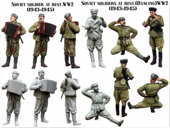 1/35 mõõtkavas WW2 Nõukogude akordion ja tantsu sõdurid WWII 3 inimest, miniatuuri Vaik mudeli Komplekt joonis Tasuta Shipping