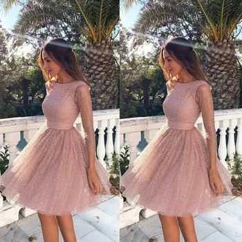 Sparkle Celebrity Kleidid Backless Bling Tülli Lühikese Pool Kõnniteed Kleit Daamid Ametliku Kulumise Elegantne Vestidos 2023
