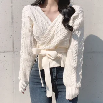 2022 Sügis-Talvel Uute Magus Jaapani Naised Kardiganid Vintage V-Kaelus Pikk Varrukas Naiste Kampsunid-Korea, Stiilne, Elegantne Cardigan