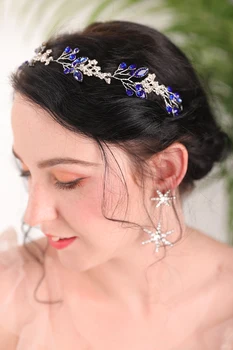 Hõbe Sinine Kristall Pulm peapaela Kive Bridal Crown Headdress Pidulik Pidu-pidu naistele