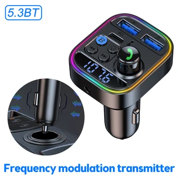 Bluetooth-5.3 FM Saatja Juhtmeta Bluetooth Car Adapter, AUX-Raadio Vastuvõtja, MP3 Mängija-Vabad Kõne Tüüp-C USB autolaadija