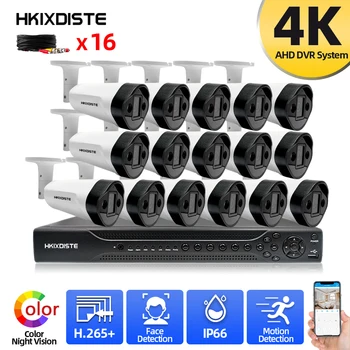 HKIXDISTE 16CH 4K CCTV Kaamera Security System DVR Kit 8MP Veekindel Värviline Night Vision Video Valve AHD Süsteem Kit