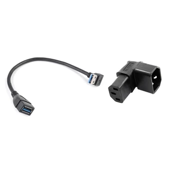 1 Tk IEC Mees C14 Kuni Õige C13 Võimu Laiendamine Adapter & 1 Tk USB 3.0 Nurk 90 Kraadi pikendusjuhe