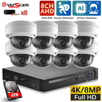 CCTV DVR Home Security Camera Süsteem 4K 8 Kanaliga DVR Kit näotuvastus AHD Dome Kaamera, Video Valve Alarm Süsteem Kit 8CH
