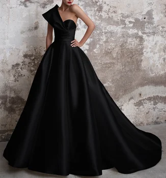 Vestidos De Gala Satiin Tanssiaiset Kleidid, Pikk 2023 Must Ametlik Kleidid Ühe Õla Pall Kleit Abiye Gece Elbisesi فستان سهرة Kohandatud