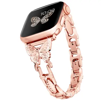 Ühildub Apple Watch Band Läikiv Teemant Liblikas Ehted Metallist Rihma iWatch ansamblid Seeria 8 7 6 5 4 3 2 1 SE