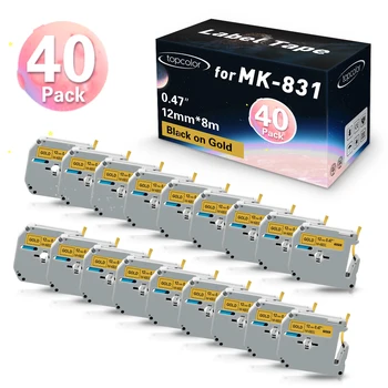 40PK Must Kuld Printeri Lint 12mm*8m Asendada Vend MK Etiketi Teip MK831 MK-831 M-K831 Brother Label Maker PT-70 PT-80