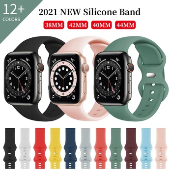 Sport Pehmest Silikoonist Rihm Apple Watch Band Seeria 6 5 4 SE Käevõru IWatch 44mm 40mm 42mm 38mm Vöö Watchband ansamblid
