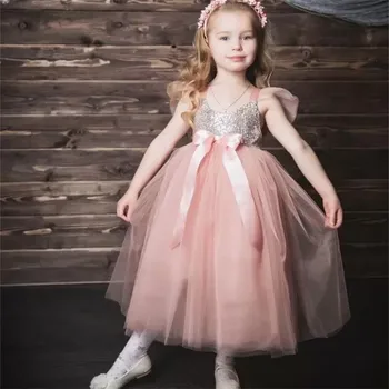 Tülli Pits Decal Glitter Printsess Flower Girl Kleidid Pulmapidu Pall Esimene Õhtusöömaaeg Kleidid Sünnipäeva Kingitus