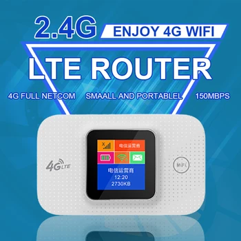 150Mbps Wireless Ruuter 4G LTE Tasku WiFi Ruuter 2100mAh Modem LCD Märgutuli Mobile Hotspot Home Office Seade