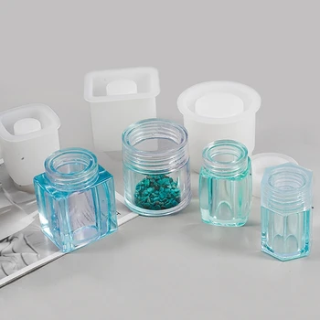 1 Komplekt Ladustamise Pudel Purk Crystal Epoksüvaik Hallituse Suletud anum Kaane Silikoonist Vormi DIY Crafts Valamise Vahendid