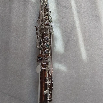 Klassikaline B-korter 020 sopransaksofon topelt hõbetatud integreeritud abalone võti sirge toru, üks-ühele nikerdatud jazz instrumen