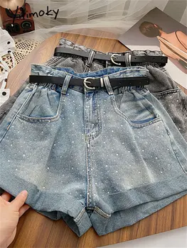 Yitimoky Denim lühikesed Püksid Naistele 2023 Uus Mood Suvel Streetwear Tahke Kõrge Waisted lühikesed Püksid Stiilne Vintage Lai Jalg Püksid Naistele