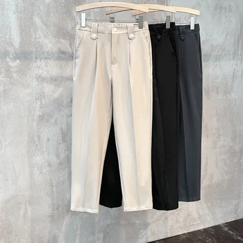 Mens Kevadel ja Sügisel Vabaaja Otse Ametliku Ülikond Püksid Streetwear 2023 Uus Mood Sotsiaalse Ettevõtluse Slim Fit Püksid