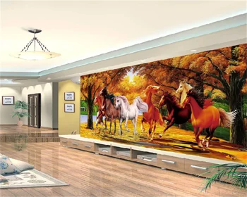 Kaheksa steeds ja hobused edu Hiina maali dekoratiivset maali TV taust seinast, seinamaal foto jaoks taustapildi elutuba